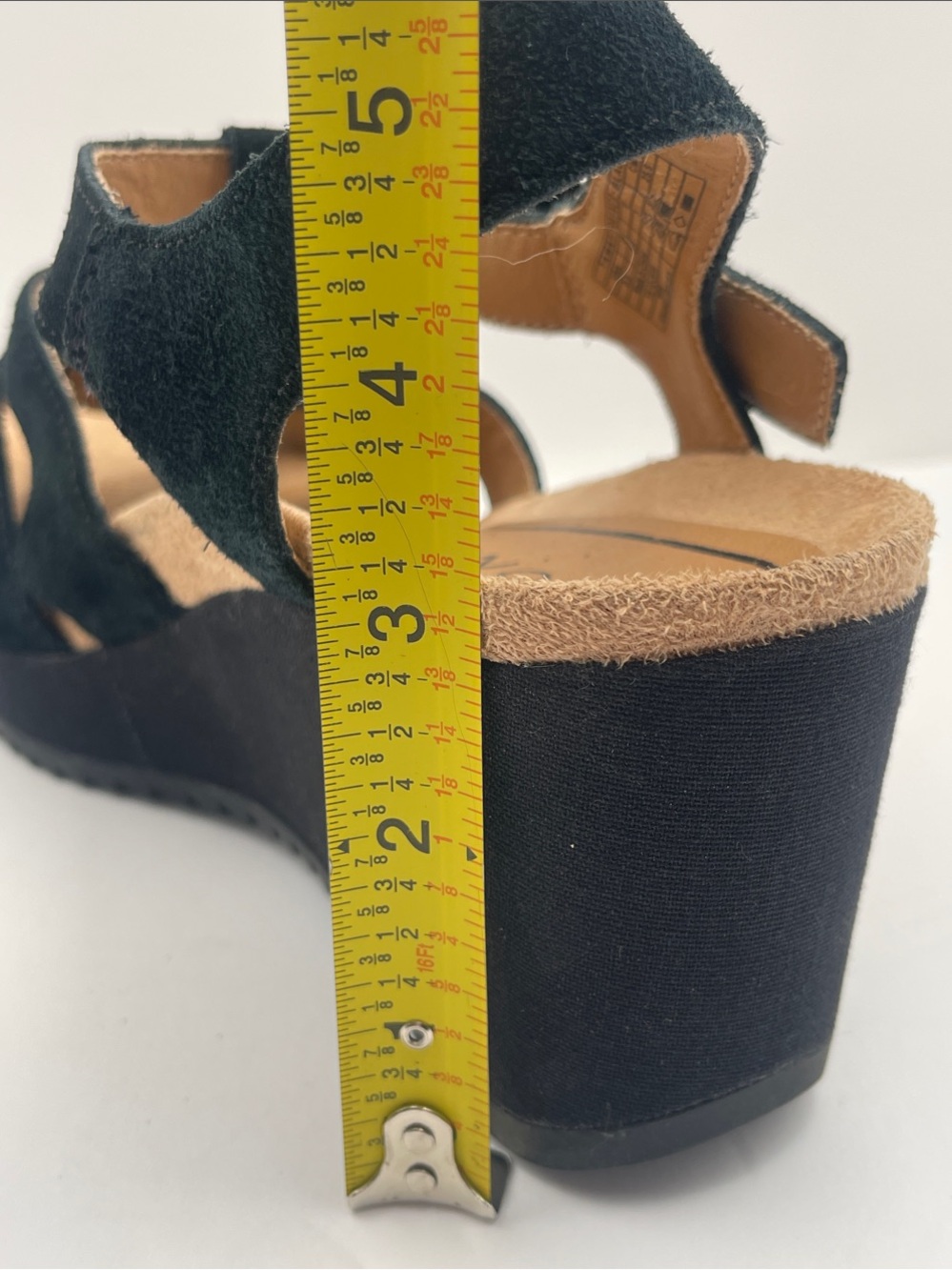 Vionic Black Suede Comfort T-Strap Platform Sandals with Adjustable Buckle - Picture 8 of 8